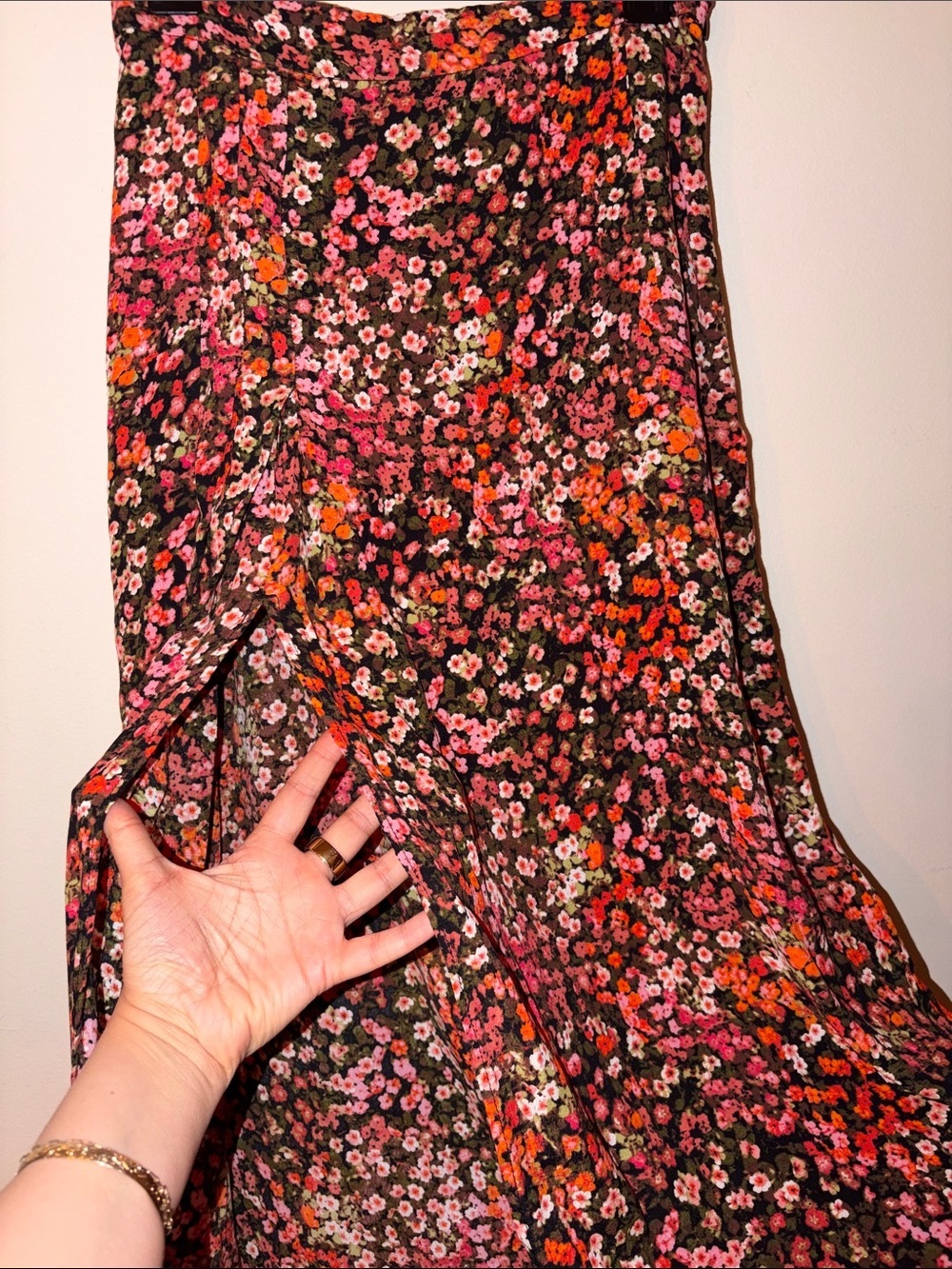 H&M Black Floral Maxi Skirt with Pink and Orange Blooms - Picture 3 of 4